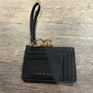 Anne Klein Black Leather Key & Card Holder Minimalist Design